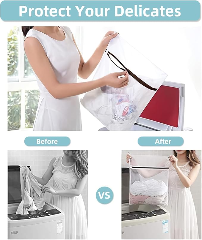 GOGOODA 3 PCS Extra Large Delicates Bag for Washing Mesh Wash Bags for Travel, Laundry, Hosiery, Blouse, Blanket 24×24inch