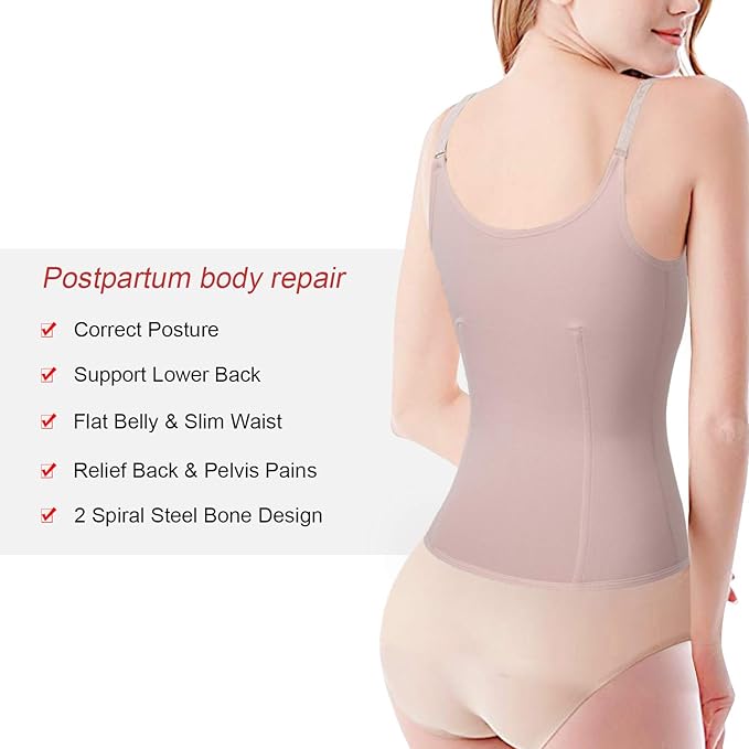 URSEXYLY Maternity Support Belt Postpartum Waist Trainer Shapewear Recovery Waist Cincher Beige
