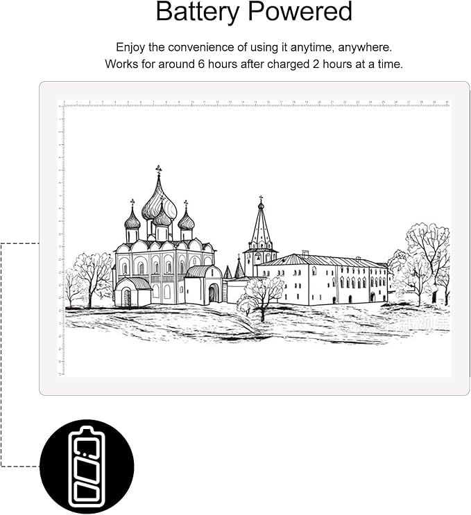 A4 Rechargeable LED Tracing Light Box, ELICE Wireless Battery Powered Light Pad Artcraft Lightpad Cordless Light Board for Diamond Painting Drawing Sketching Weeding Vinyl X-ray Viewing (White)