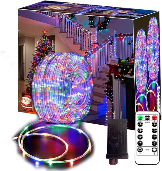 66FT Rope Lights for Outside,Connectable String Lights Outdoor Waterproof IP67,8 Modes 200 LEDs Rope Lighting for Garden,Party,Indoor Bedroom,Christmas Eaves Decor,Multicolors