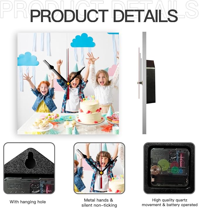 Generic Custom Clocks for Walls Personalized Clocks with Photo Text Logo Customized Round Clock for Birthday Wedding Present Wedding Friend Family Lover, 10inch-25cm