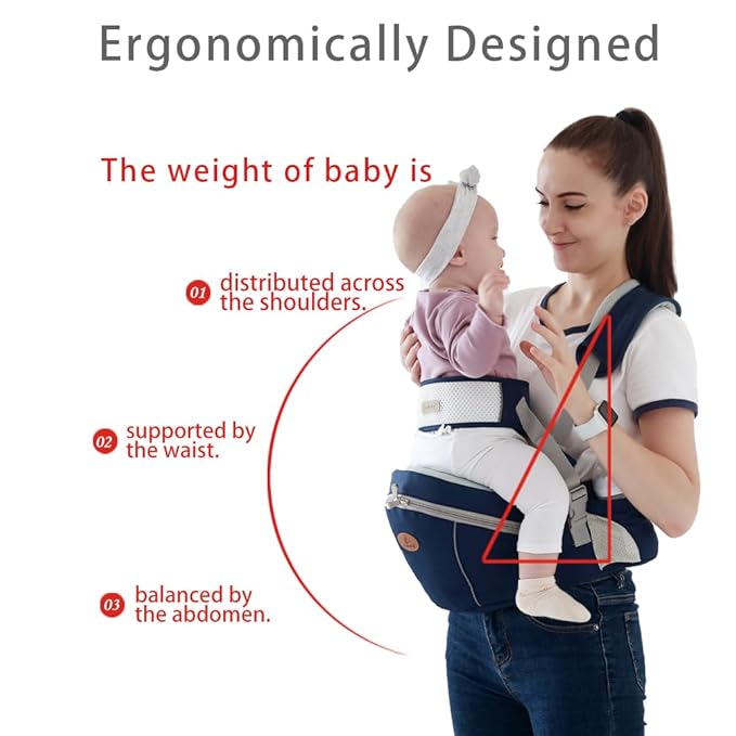 Baby Hip Seat Carrier Baby Waist Stool for Child Infant Toddler with Adjustable Strap Buckle Pocket Soft Inner Huge Storage (Khaki)