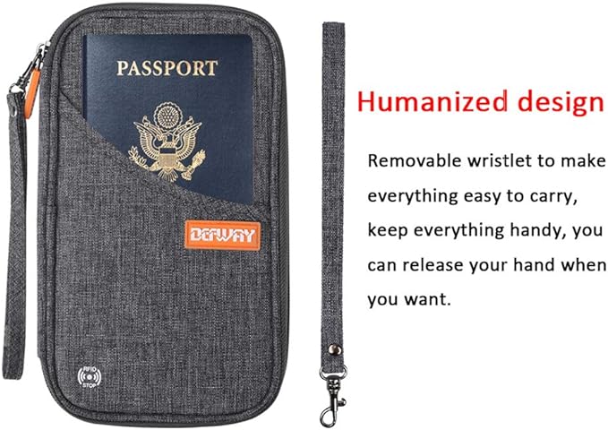 defway Passport Holder Travel Wallet - Family Passport Holder of 4, RFID Blocking Passport Wallet for Men Women, Travel Essentials for Flying, GREY