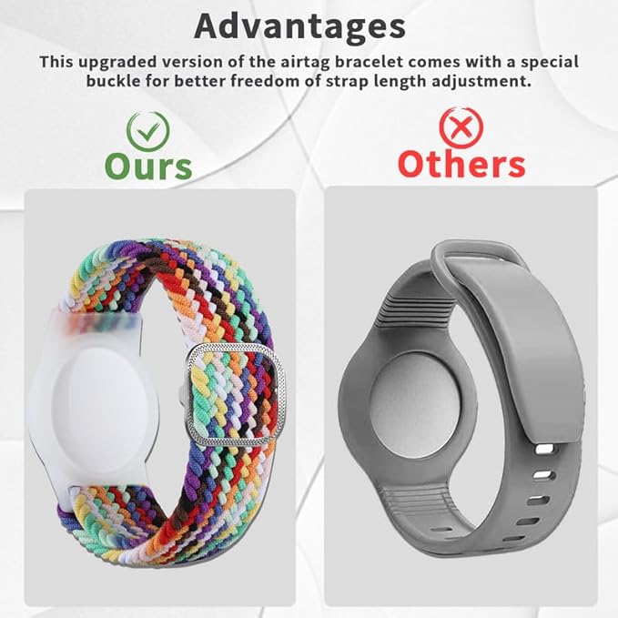 2 Pack Kids Bracelet Compatible with AirTag, GPS Kid Tracker Holder Braided Wristband for Apple Air Tag, 2022 Upgraded Nylon Adjustable Anti Lost Airtag Watch Band for Kids Children Elders