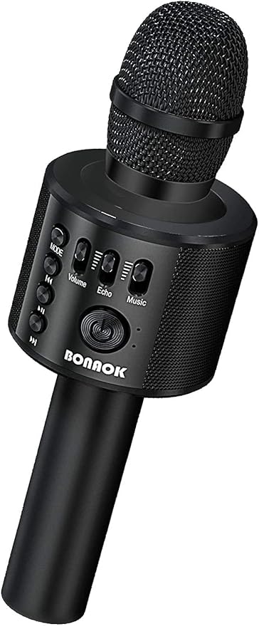 BONAOK Wireless Bluetooth Karaoke Microphone,3-in-1 Portable Handheld Karaoke Mic Speaker Machine Home Party Birthday for All Smartphones Q37 (Black)
