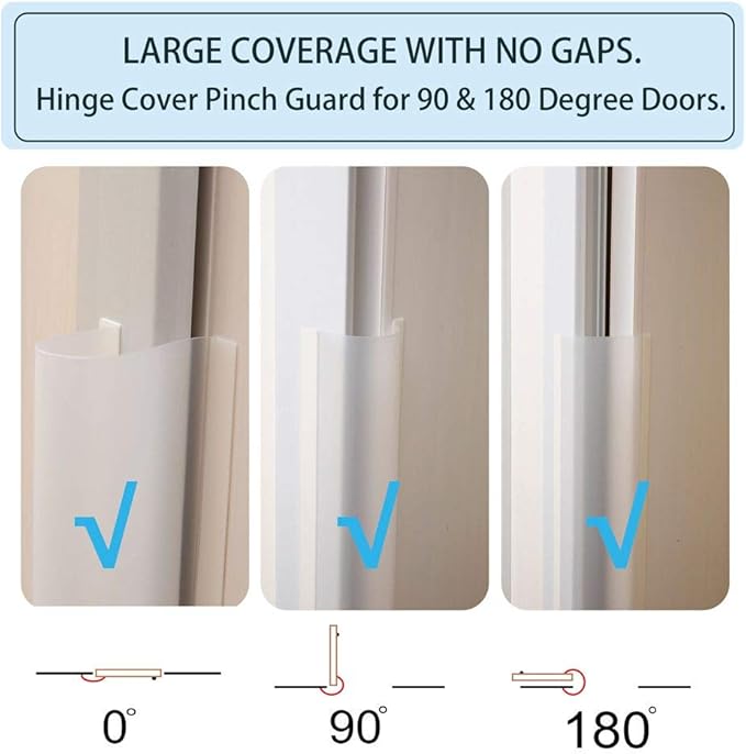 AILUOQI 2 Pack Door Jam Shield Finger Pinch Guard for Baby Proofing, Kids, Hinge Cover Pinch Guard for 90 & 180 Degree Doors Frame & Baby Gate. 47.2" H, 6.7" W