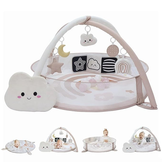 6-in-1 XL Play Mat & Play Gym, Baby Gym, Baby Activity Gym, Sensory Exploration and Motor Skill Development Toys (Blush)