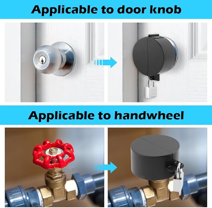 Door Knob Lockout Device with Padlock, Child Proof Door Knob Covers, Prevents Turning of Doorknob and Access to Keyhole, Doors Handle Locks, Covering Faucets/Valves(Color:B)