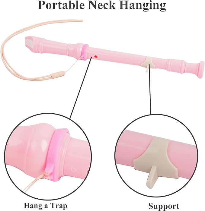 Recorder Instrument for Beginner Adults,8-Hole Soprano Descant Recorder Music Flute with Cleaning Rod & Case Bag For Home Entertainment(2-Pink Unicorn2)