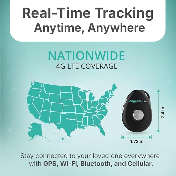 AngelSense Personal GPS Tracker for Kids, Teen, Autism, Special Needs, Elderly, Dementia - 2-Way Auto-Answer Speakerphone & SOS Button - School Bus Tracking - Subscription Required