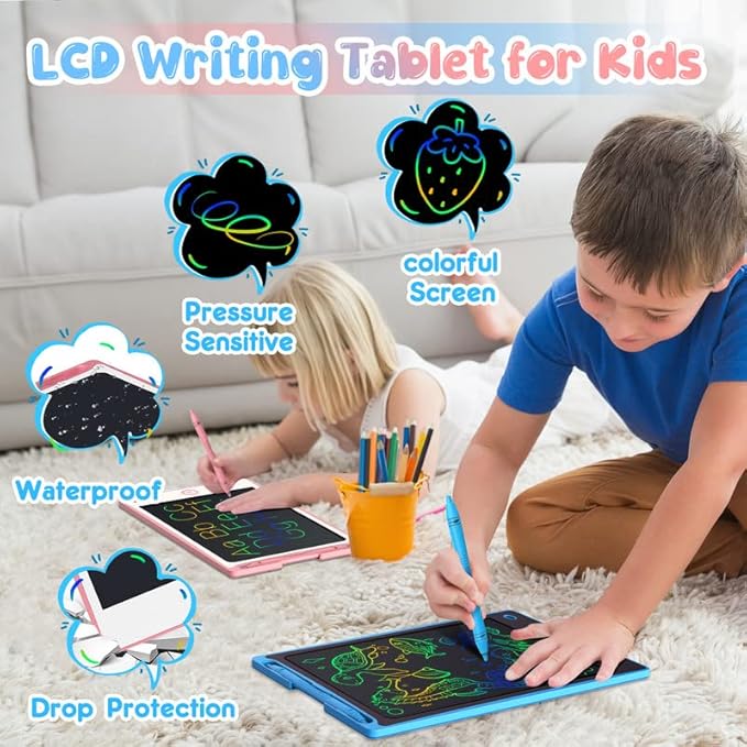 Hockvill LCD Writing Tablet for Kids 8.8 Inch, Toys for Girls Boys Drawing Pad for 3 4 5 6 7 Year Old Kid, Toddler Magnetic Doodle Board Travel Essential Christmas Birthday for Children BluePink