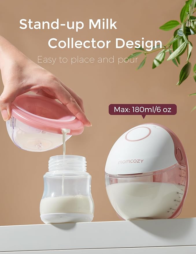 Momcozy Breast Pump Hands Free Mobile Style | M6, Wearable Breastfeeding Pump Ideal Rhythm for More Milk, DoubleFit Flange More Fit & Discreet with 3 Modes & 9 Levels, 24mm - 1 Pack Cozy Red