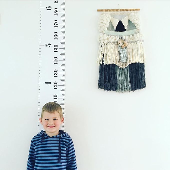 Kids Growth Chart, Wood Frame Fabric Canvas Height Measurement Ruler from Baby to Adult for Child's Room Decoration 7.9 x 79in (7.9 x 79in, Colorful Cloud)