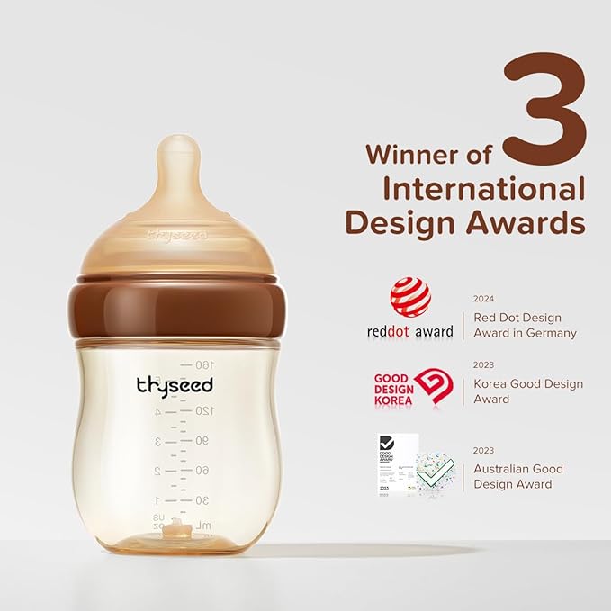 Thyseed PPSU Natural Anti-Colic Baby Bottles | Newborn Breast Like Nursing Bottle for Breastfed Babies with Nipple(0-1 Months),5oz,1pack