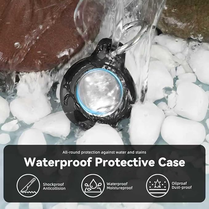 Upgrade Waterproof 2 Pack Airtags Holder with Apple Airtags Keychain, Hard PC Air Tag Case, Anti-Scratch & Shock Air tag Holder, Men's Women's Keyrings & Keychains-Black+Navy Blue