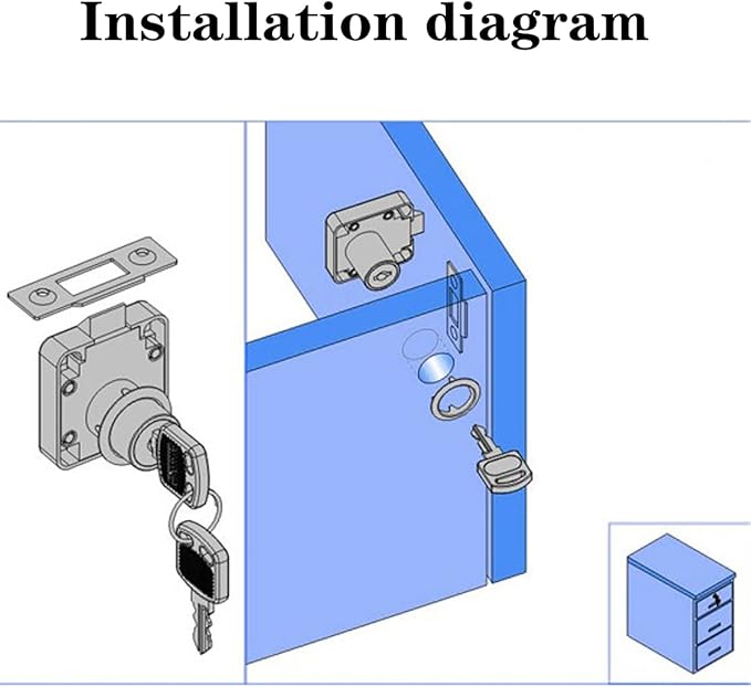 Automatic Lock Tongue Cabinet Drawer Furniture Locker Showcase Lock Drilling Diameter 3/4"/19mm for (3/5"-/15mm -7/8"-/22mm) Door Panel(2 Pack)
