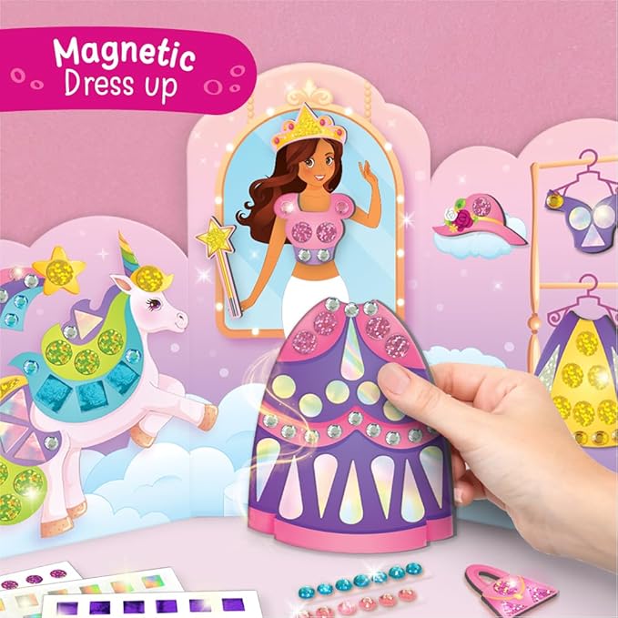 Imagimake Unicorn Craft Kit | 20+ Mess Free Activities | Bracelet Making Kit, Magnetic Board Princess Dress Up, Unicorn Stickers and More | 5,6,7,8 Year Old Girl Birthday Gift | Crafts for Girls 8-12