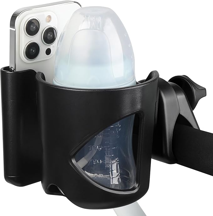 Accmor Universal Cup Holder, Stroller Cup Holder with Phone Holder, 360° Rotatable Large Caliber Designed Bottle Holder for Stroller, Bike, Wheelchair, Walker, Scooter