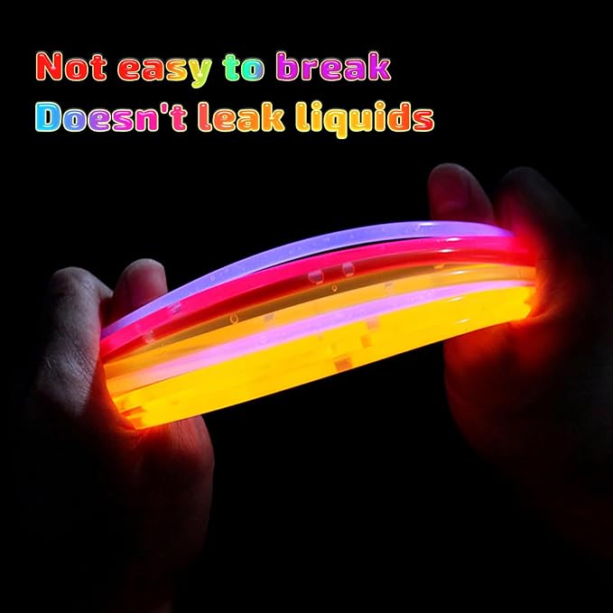 200 Pcs Glow Sticks Bulk Party Pack, 8'' Glow in the Dark Party Supplies, Glow in the Dark Light Up Sticks with Connectors, Party Favors for Birthday, Concert, Raves, Halloween, Christmas