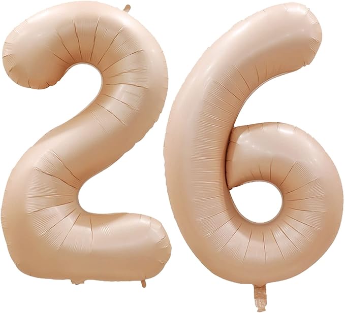 GOER Number 26 Balloons for 26th Birthday Party Decorations,42 Inch Jumbo Foil Helium 62 Balloons for 62nd Birthday Party Decoration (Caramel)