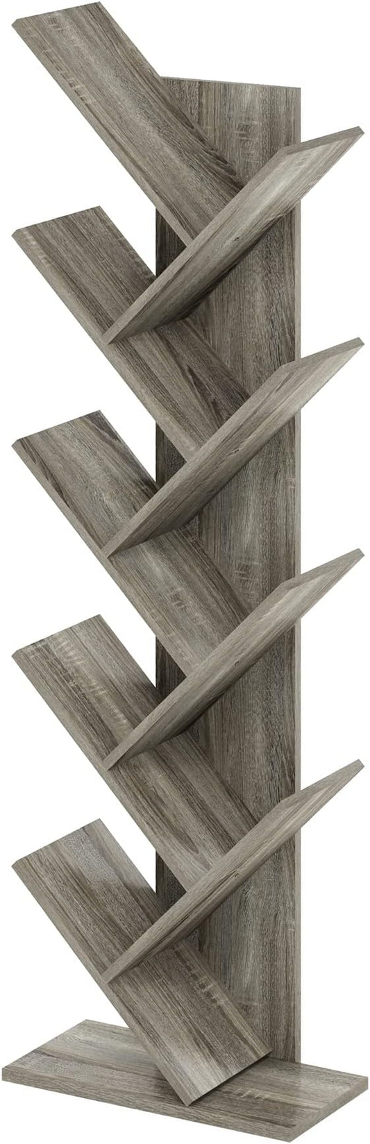 Furinno Tree Bookshelf 9-Tier Floor Standing Tree Bookcase, French Oak