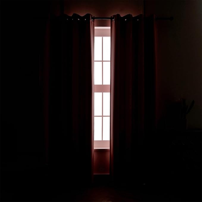 MIUCO Blackout Curtains Room Darkening Curtains Textured Grommet Curtains for Kids Bedroom Set of 2 52x84 Inch Pink
