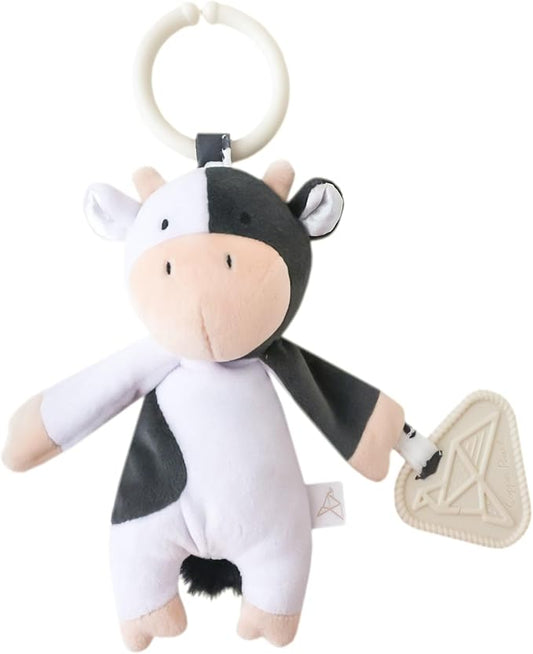 Copper Pearl On-The-Go Plush: Clip On Baby Toys for Travel, Soft Stuffed Cow Plush with Teether for Sensory Development - Colby Cow