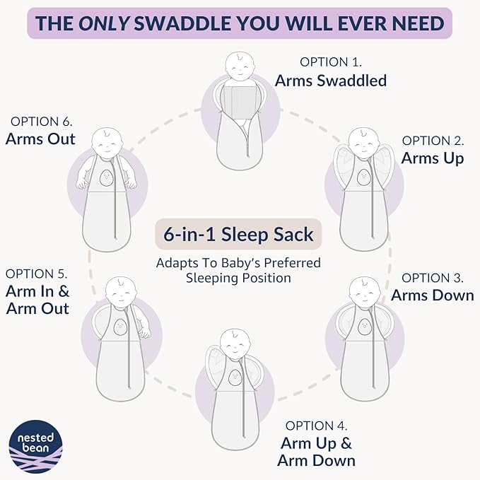 Nested Bean Air 6-in-1 Adaptable Baby Sleep Sack - Unweighted - Comfort & Safety for Natural Sleep, Preferred Arm Position Reduces Startle Reflex, Better for Baby, NB (7-13lbs) Soft Pink