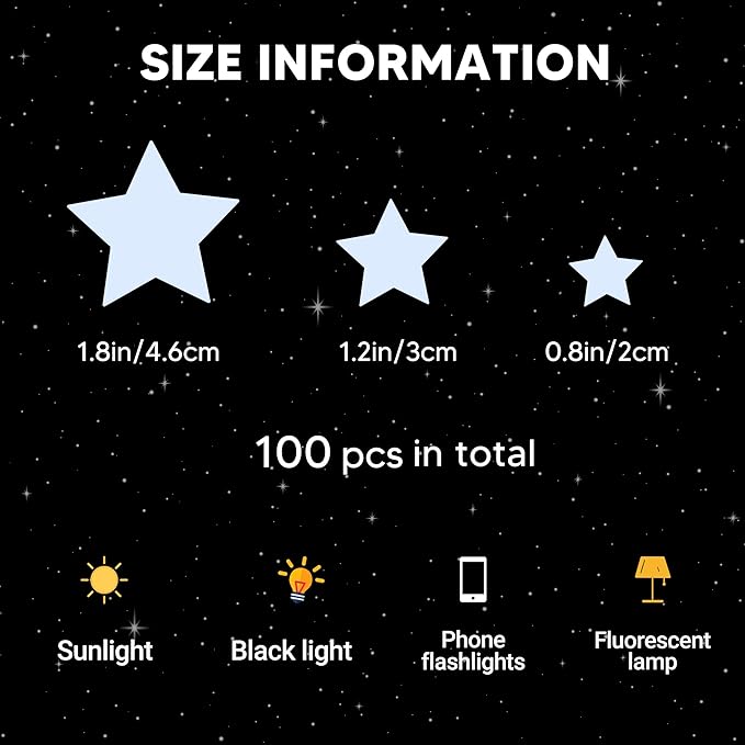 Glow in The Dark Stars for Ceiling, Luminous Wall Sticker, Kids Bedroom Wall Decal, Sticky Fluorescence Star, Gift for Boys and Girls (Blue)