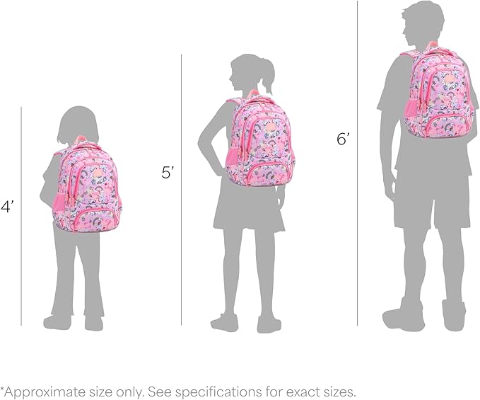 Elementary School Backpack for Girls | Doubleday Collection | 17" Unicon Pink Design | Tailored for Young Teens