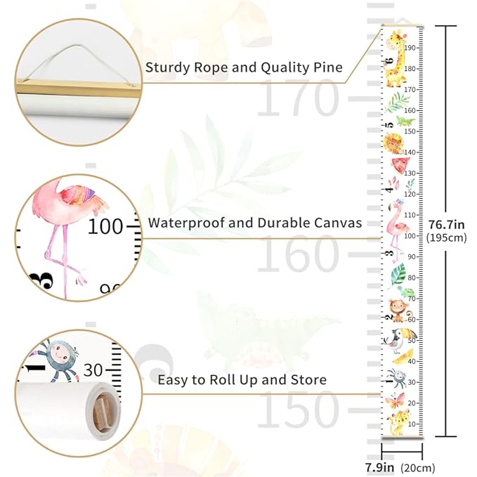 Baby Growth Chart for Wall - Height Chart for Kids Nursery Decor Wall Hanging Measurement Ruler with Black Wood Scroll Toddlers Room Decor Birthday Christmas Gifts for Boys Girls 79"X7.9" (Planets)