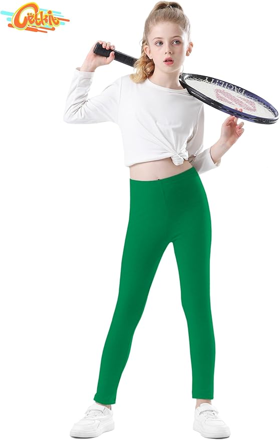 Girls Leggings Cotton Leggings for Toddler Footless Girls Pants Stretchy Baby Girl's Pants Infant Basic Leggings Size 6M -14Y