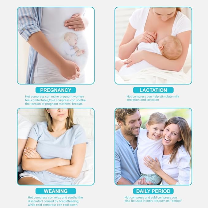 Hot/Cold Breast Gel Bead Ice Packs Breast Cooling/Heat Pads Relief for Breastfeeding, Nursing Pain, Mastitis, Engorgement, Swelling, Plugged Ducts | Boost Milk Let-Down & Production,2 Pack (Blue)