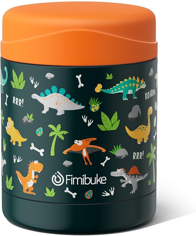 Fimibuke Insulated Kids Food Jar, 12 OZ Bpa Free Wide Mouth Stainless Steel Vacuum Thermos for Hot Cold Food for School Travel Leakproof Toddler Boy Girl Lunch Container Snack Cup for Fruits Veg Soup