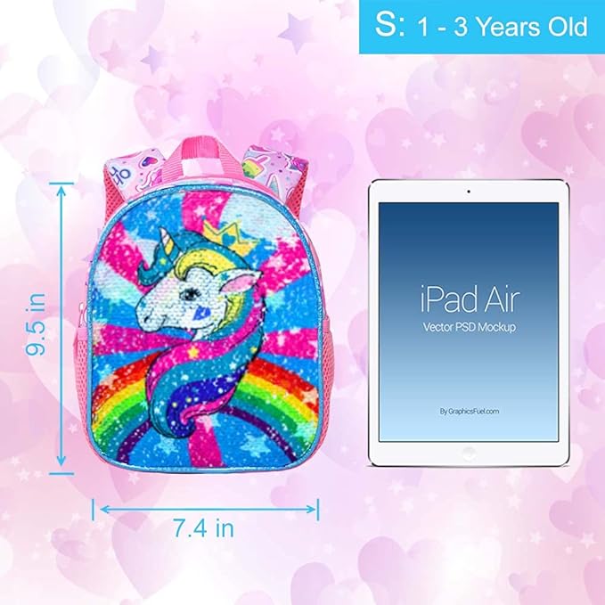 gxtvo Toddler Backpack Leash, 9.5" Kids Safety Leashes Bookbag for Children Boys Girls - Unicorn/Butterfly/Mermaid/Dinosaur