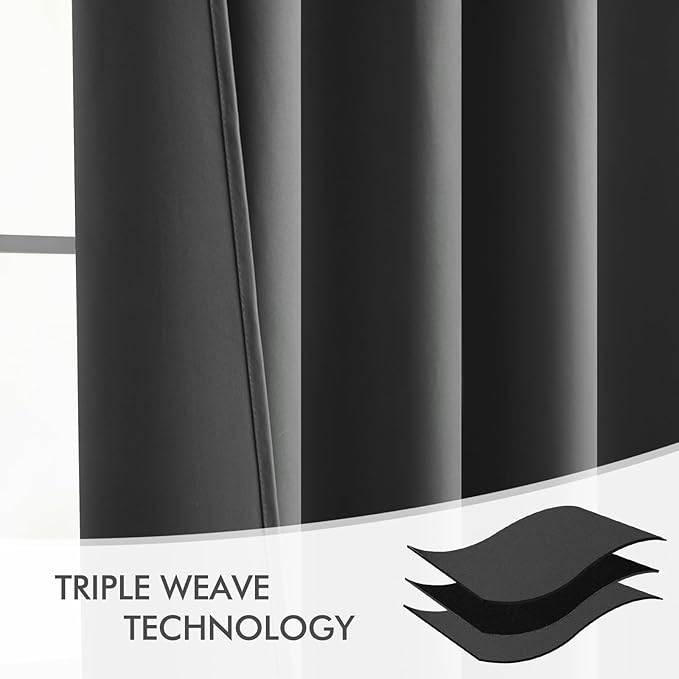 MIULEE Back Tab Grey Blackout Curtains 84 Inch Length 2 Panels Set for Living Room Bedroom Privacy, Rod Pocket/Pinch Pleated Thermal Insulated Room Darkening Light Blocking Curtains 84 Inches Long
