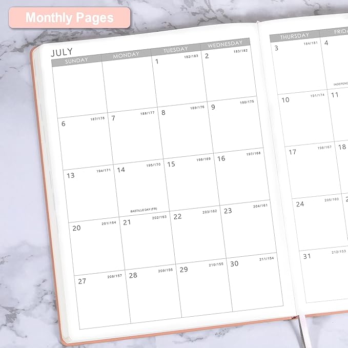 Planner 2025-2026 - JUL 2025 - JUN 2026, Academic Planner 8.5" x 11", 2025-2026 Planner Weekly and Monthly, Leather Cover Planner with Thick Paper, Back Pocket with Notes Pages - Rose Gold