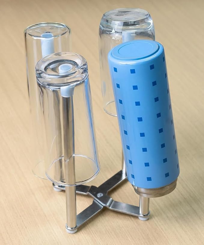 Drying Rack, Stainless Steel Kitchen Stand Holder for Bottles, Cups and Plastic Bags, Multifunctional Countertop Shelf