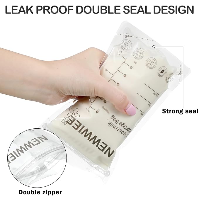 600 Count Breastmilk Storage Bags 7oz Breast Milk Bags for Breastfeeding Self Standing Breastmilk Storing No Leak Double Seal Freezer Storage for Refrigeration and Freezing(Gray)