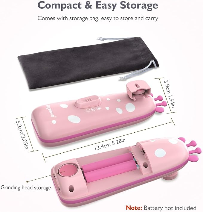 Baby Nail Trimmer Electric Baby Nail File Safe Baby Nail Clippers with Light 10 Grinding Heads Queit Baby Nail Polish Grooming Kit for Newborn Infant Toddler Toes Fingernails Care, Pink