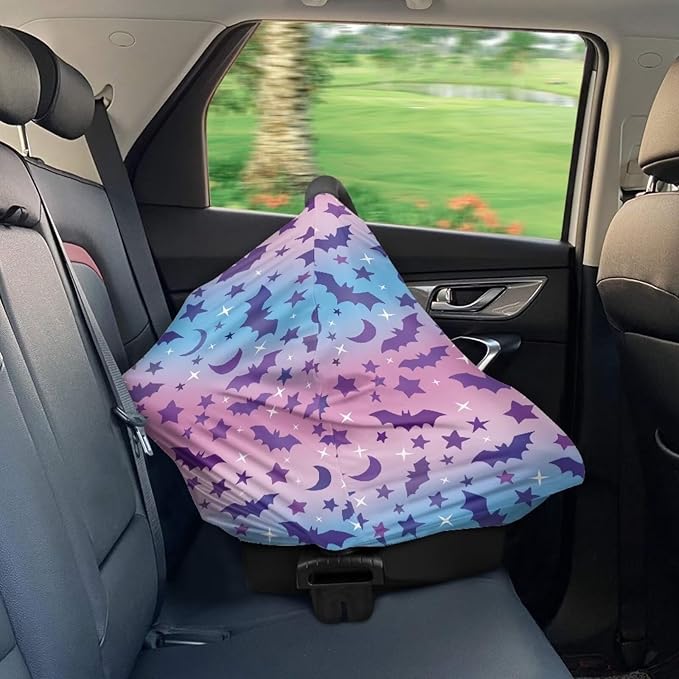 Binienty Halloween Bats Car Seat Cover Canopies for Baby Multi Use Cover Nusring Covers Stretchy Infants Stroller Cover/High Chair/Breastfeeding Cover