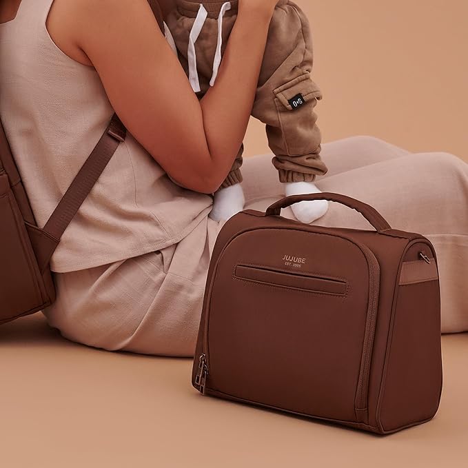 JuJuBe Insulated Bottle Bag, Breastmilk Storage Bag for Baby Bottles, Travel Insulated Lunch or Cooler with Handle, Waterproof Lining for Nursing, Milk, Food, Baby Formula, Snacks, Daycare, Espresso