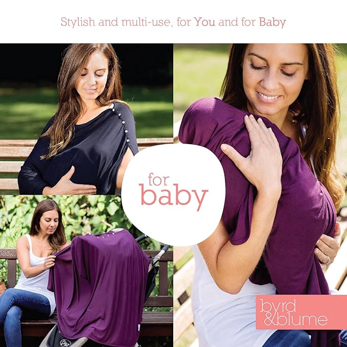 Byrd & Blume Maternity Nursing Cover Breathable Lightweight Breastfeeding Cover Wrap Shawl Scarf Poncho Full 360 (Navy, One size)