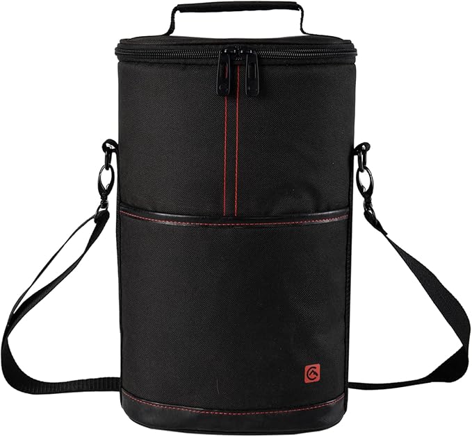 ALLCAMP 2 Bottle Wine Tote Carrier - Insulated Portable Padded Canvas Wine Bag for Travel, BYOB Restaurant, Wine Tasting, Party, Great Christmas Day Gift for Wine Lover，Black