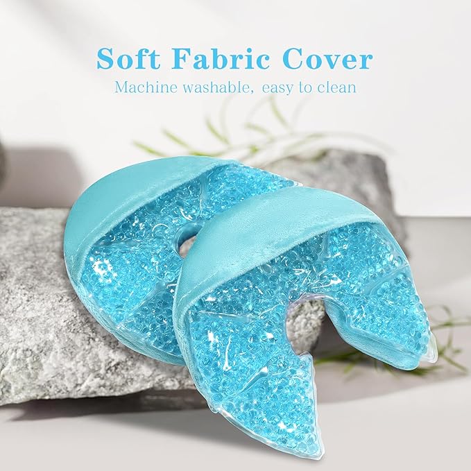 Hot/Cold Breast Gel Bead Ice Packs Breast Cooling/Heat Pads Relief for Breastfeeding, Nursing Pain, Mastitis, Engorgement, Swelling, Plugged Ducts | Boost Milk Let-Down & Production,2 Pack (Blue)