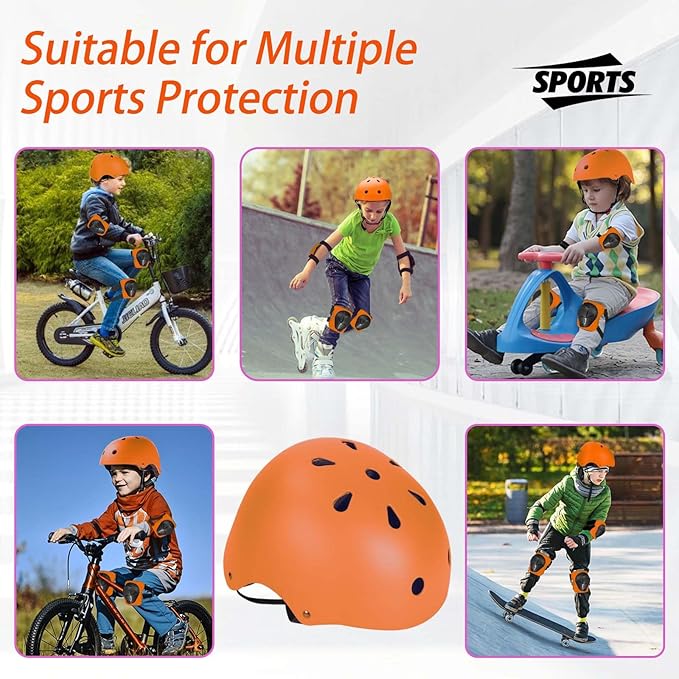 Kids Bike Helmet Set Adjustable Helmet for Ages 3-15 Kids Toddler Boys Girls Youth, Multi-Sport Bicycle Skateboarding Football Rollerskating Scooter Rollerblade Balance Bike Helmets