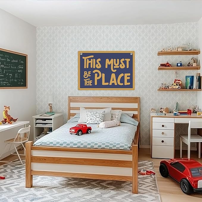 This Must Be The Place Banner, Trendy Retro Wall Hanging, Inspirational Wall Decor, Nostalgic Banner Flag, Wall Flag Living Room Bedroom Office Apartment Gallery Decor, Banner for Room