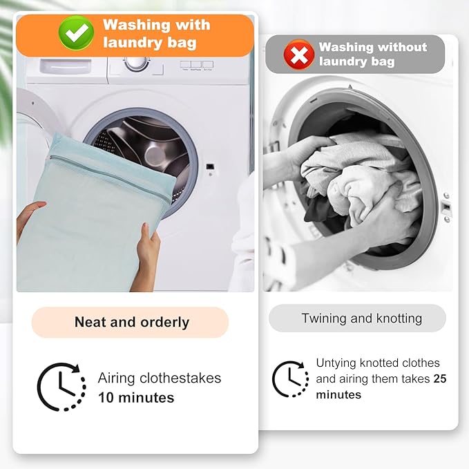 4-Piece Blue Large Durable Organic Cotton Mesh Laundry Bags with Sturdy Zippers and Breathable Mesh are Delicate Laundry Bags for Underwear, Clothes, Pants and Socks