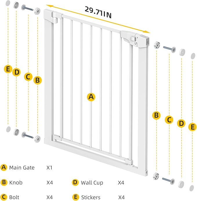Easy Step Walk-Thru Baby Gate – Adjustable Safety Gate for Babies & Pets, Pressure Mount Kit, Includes Wall Cups & Extensions – 29.7 to 48.8W x 30.5H inches, CPC Certified