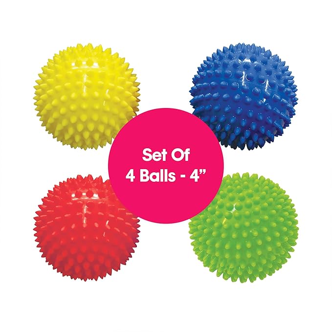 Edushape Original Sensory Ball - 4" Solid Primary Color Baby Ball for Gross Motor Skills Development, Ages 6 Months & Up - Perfect Stocking Stuffer